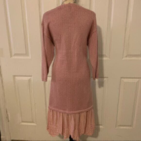 My Michelle Vintage Pink Knit Long Sleeve Midi Sweater Dress - Picture 4 of 16